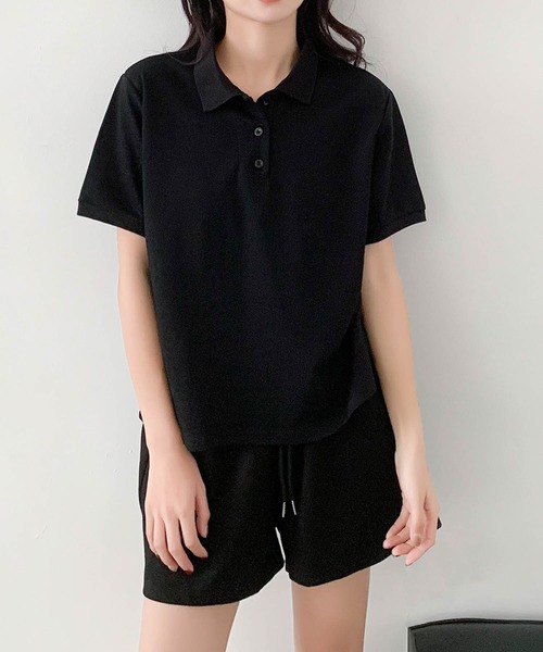 LOWO(ロワ)の「コットン95% ポロシャツ×ショートパンツ セットアップ/2点セット(セットアップ・レディース・ピンク/ブラック/ブルー/オフホワイト/グレー・FREE)」の18枚目の写真