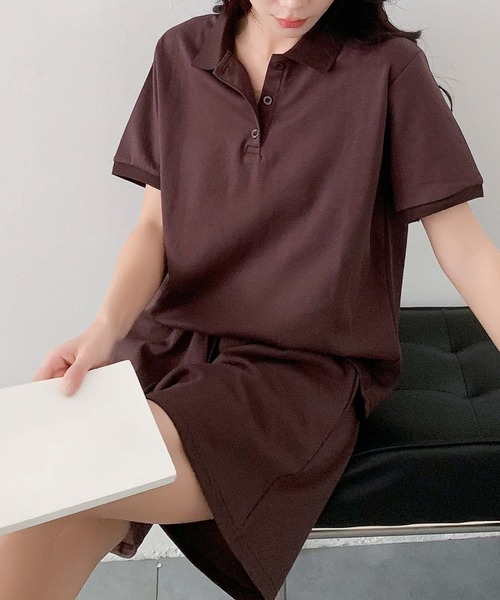 LOWO(ロワ)の「コットン95% ポロシャツ×ショートパンツ セットアップ/2点セット(セットアップ・レディース・ピンク/ブラック/ブルー/オフホワイト/グレー・FREE)」の21枚目の写真