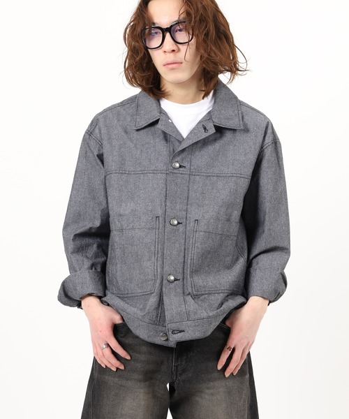 BIG MIKE(ビッグマイク)の「BIG MIKE Chambray Short Jacket シャンブレー ショートジャケット(その他アウター・メンズ・ブラック/ダークインディゴブルー・XL/L/M)」の18枚目の写真