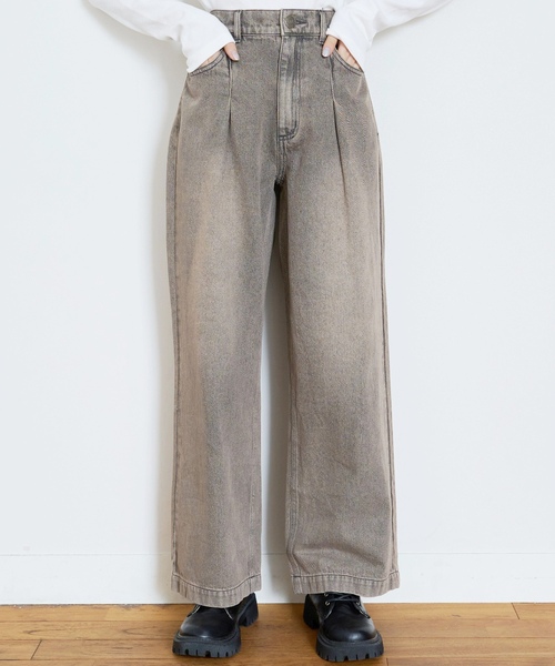 LOVETOXIC（ラブトキシック）の「【LTXC】【セット可】タックワイドデニムパンツ（デニムパンツ・キッズ・グレー/サックスブルー/ブラウン・M:150cm/130cm/L:160cm/S:140cm）」の2枚目の写真