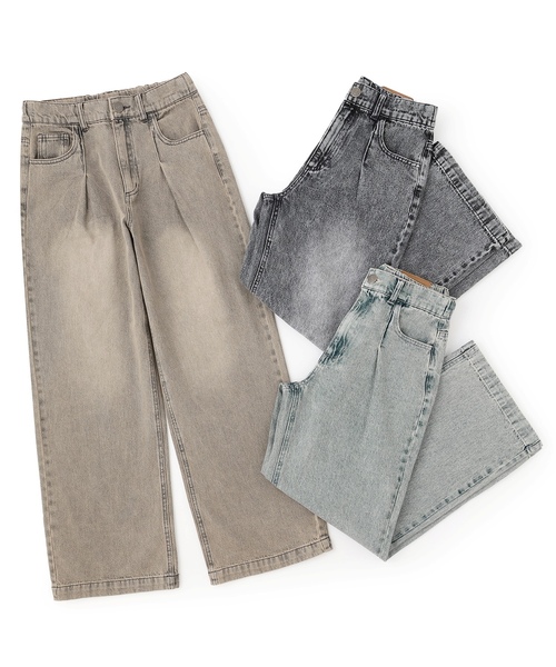 LOVETOXIC（ラブトキシック）の「【LTXC】【セット可】タックワイドデニムパンツ（デニムパンツ・キッズ・グレー/サックスブルー/ブラウン・M:150cm/130cm/L:160cm/S:140cm）」の9枚目の写真