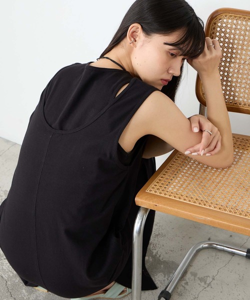 forksy.(フォルクシー)の「【forksy.】アメスリ レイヤード ワンピース&タンクトップセット / UVカット・汗ジミ防止(ワンピース・レディース・ブラック/チャコールグレー/ブラウン・FREE)」の5枚目の写真