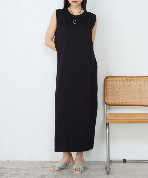 forksy.(フォルクシー)の「【forksy.】アメスリ レイヤード ワンピース&タンクトップセット / UVカット・汗ジミ防止(ワンピース・レディース・ブラック/チャコールグレー/ブラウン・FREE)」の6枚目の写真