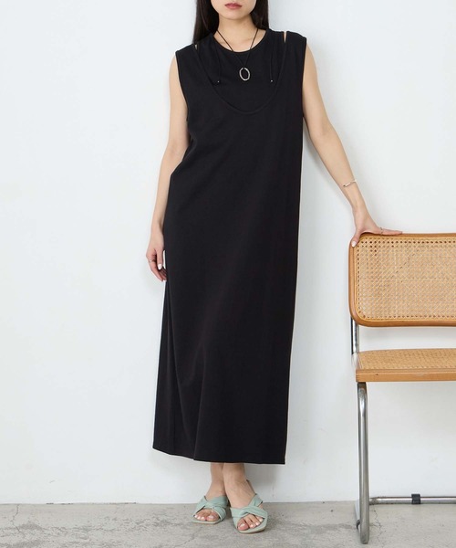 forksy.(フォルクシー)の「【forksy.】アメスリ レイヤード ワンピース&タンクトップセット / UVカット・汗ジミ防止(ワンピース・レディース・ブラック/チャコールグレー/ブラウン・FREE)」の8枚目の写真