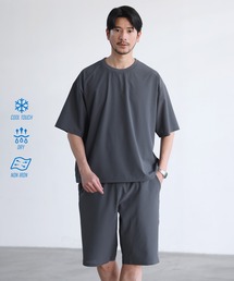 SPU（スプ）の「【セットアップ 2点セット】【接触冷感・防シワ・速乾】AIR TECH DOT 機能性半袖Tシャツ裾ドローコード付き&リラックスショーツセットアップ（セットアップ）」