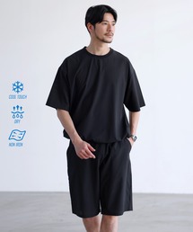 SPU（スプ）の「【セットアップ 2点セット】【接触冷感・防シワ・速乾】AIR TECH DOT 機能性半袖Tシャツ裾ドローコード付き&リラックスショーツセットアップ（セットアップ）」