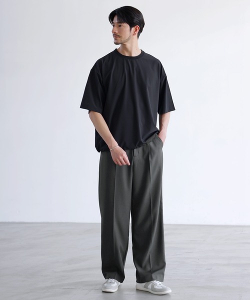 SPU(スプ)の「【セットアップ 2点セット】【接触冷感・防シワ・速乾】AIR TECH DOT 機能性半袖Tシャツ裾ドローコード付き&リラックスショーツセットアップ(セットアップ・メンズ・チャコール/ネイビー/ブラック/カーキ・S/M/L/XL)」の11枚目の写真