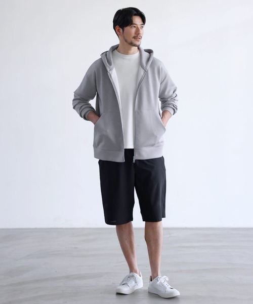 SPU(スプ)の「【セットアップ 2点セット】【接触冷感・防シワ・速乾】AIR TECH DOT 機能性半袖Tシャツ裾ドローコード付き&リラックスショーツセットアップ(セットアップ・メンズ・チャコール/ネイビー/ブラック/カーキ・S/M/L/XL)」の12枚目の写真