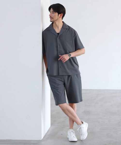 SPU(スプ)の「【セットアップ 2点セット】【接触冷感・防シワ・速乾】AIR TECH DOT 機能性半袖Tシャツ裾ドローコード付き&リラックスショーツセットアップ(セットアップ・メンズ・チャコール/ネイビー/ブラック/カーキ・S/M/L/XL)」の19枚目の写真