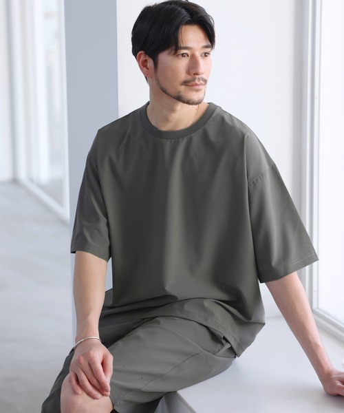 SPU(スプ)の「【セットアップ 2点セット】【接触冷感・防シワ・速乾】AIR TECH DOT 機能性半袖Tシャツ裾ドローコード付き&リラックスショーツセットアップ(セットアップ・メンズ・チャコール/ネイビー/ブラック/カーキ・S/M/L/XL)」の20枚目の写真