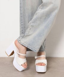 ESPERANZA（エスペランサ）の「【ラク盛り/サンダル】 リピーター続出/脚長美脚 グリッターソールツイードミュール（サンダル）」