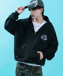 RUSS-K（ラスケー）の「【RUSS-K】ヴィンテージウォッシュ ショート丈 ジップパーカー（パーカー）」