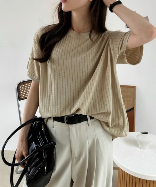 Ada.(エイダ)の「ニュアンス リブ ルーズ Tシャツ(Tシャツ/カットソー・レディース・グレイッシュベージュ/ブルー/チャコール・FREE)」の3枚目の写真