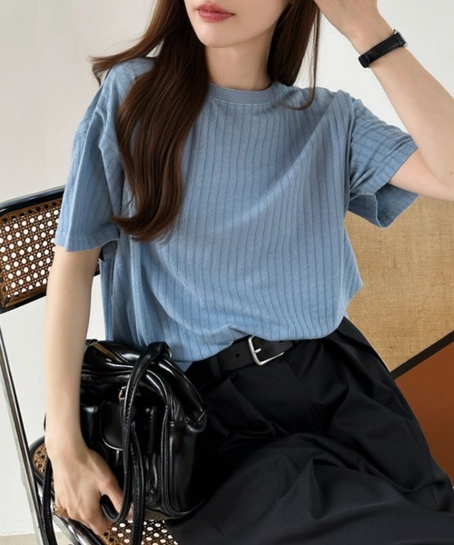 セール】ニュアンス リブ ルーズ Tシャツ（Tシャツ/カットソー）｜Ada
