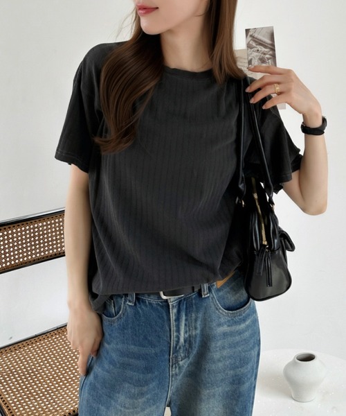 Ada.(エイダ)の「ニュアンス リブ ルーズ Tシャツ(Tシャツ/カットソー・レディース・グレイッシュベージュ/ブルー/チャコール・FREE)」の4枚目の写真