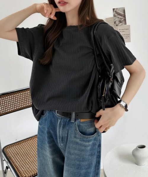 Ada.(エイダ)の「ニュアンス リブ ルーズ Tシャツ(Tシャツ/カットソー・レディース・グレイッシュベージュ/ブルー/チャコール・FREE)」の5枚目の写真