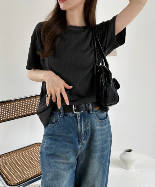 Ada.(エイダ)の「ニュアンス リブ ルーズ Tシャツ(Tシャツ/カットソー・レディース・グレイッシュベージュ/ブルー/チャコール・FREE)」の9枚目の写真