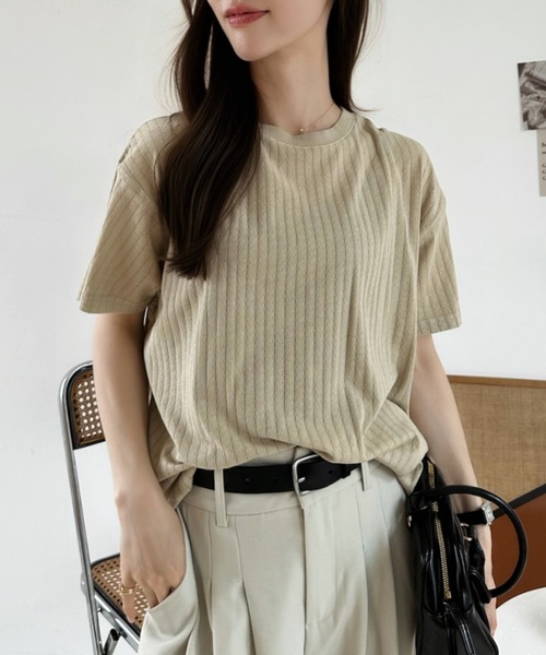 Ada.(エイダ)の「ニュアンス リブ ルーズ Tシャツ(Tシャツ/カットソー・レディース・グレイッシュベージュ/ブルー/チャコール・FREE)」の10枚目の写真