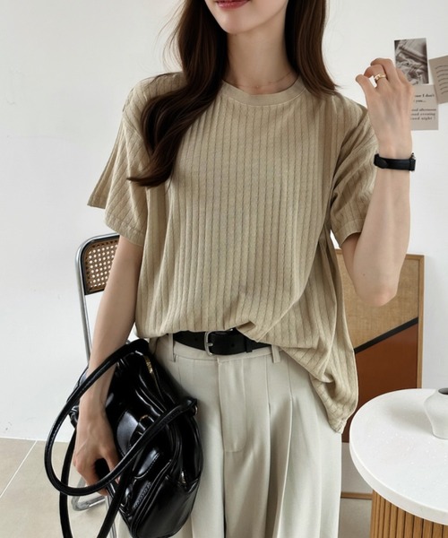 Ada.(エイダ)の「ニュアンス リブ ルーズ Tシャツ(Tシャツ/カットソー・レディース・グレイッシュベージュ/ブルー/チャコール・FREE)」の15枚目の写真