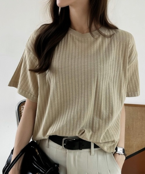 Ada.(エイダ)の「ニュアンス リブ ルーズ Tシャツ(Tシャツ/カットソー・レディース・グレイッシュベージュ/ブルー/チャコール・FREE)」の12枚目の写真