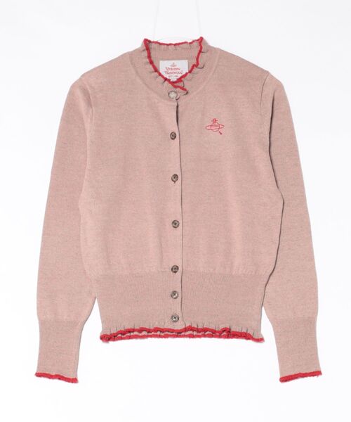 Vivienne Westwood(ヴィヴィアンウエストウッド)の「シルクリネンフリルカーディガン(カーディガン/ボレロ・レディース・ピンク/チャコールグレー・FREE)」の2枚目の写真