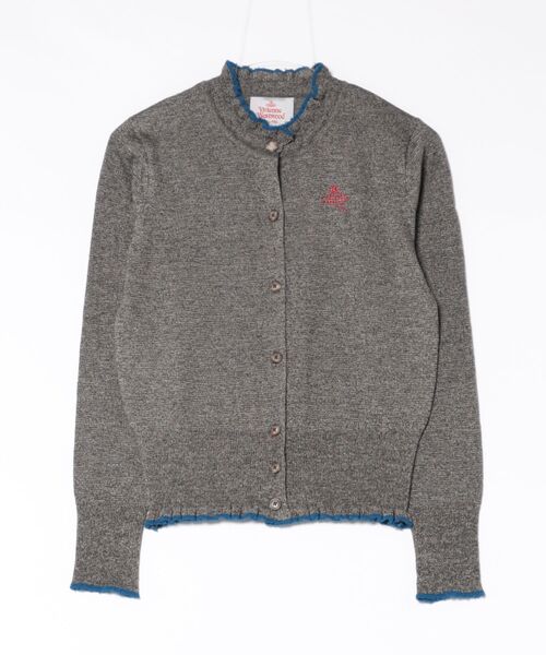 Vivienne Westwood(ヴィヴィアンウエストウッド)の「シルクリネンフリルカーディガン(カーディガン/ボレロ・レディース・ピンク/チャコールグレー・FREE)」の1枚目の写真