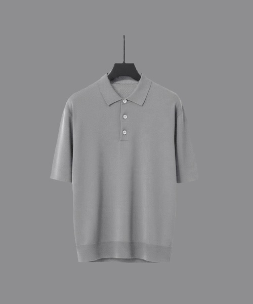 UNITED TOKYO(ユナイテッドトウキョウ)の「18G サーブルストレッチポロ |接触冷感/夏服/オフィスカジュアル/ビジネス/ウォッシャブル(ニット/セーター・メンズ・ブラック/ネイビー/ライトグレー・1/2/3)」の1枚目の写真