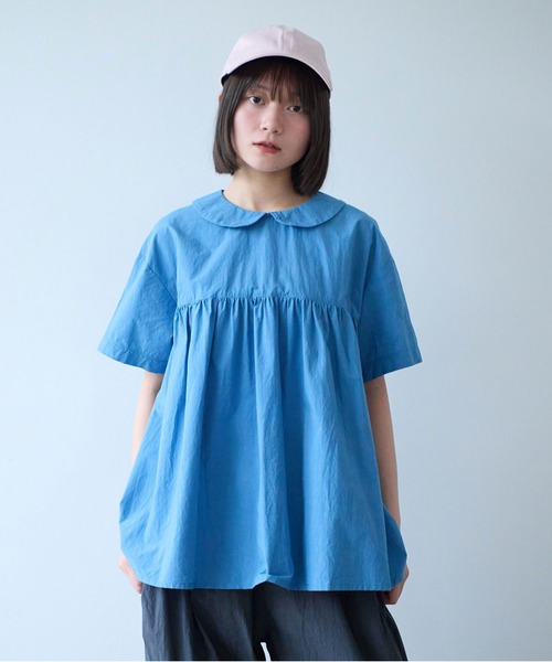 bulle de savon(ビュルデサボン)の「△80/タイプライターナチュラルトリプルワッシャー 丸衿半袖ブラウス(シャツ/ブラウス・レディース・ブルー/ホワイト/レッド/その他・FREE)」の22枚目の写真