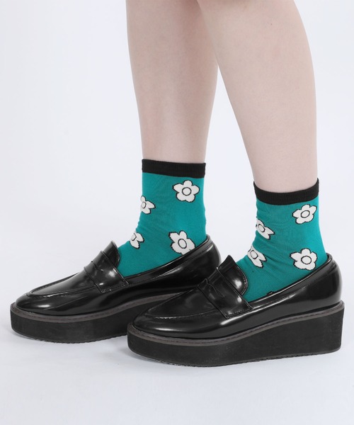 MARY QUANT(マリークワント)の「カートゥーンデイジー ソックス(ソックス/靴下・レディース・グレー/グリーン/ブルー/コーラルレッド・FREE)」の2枚目の写真