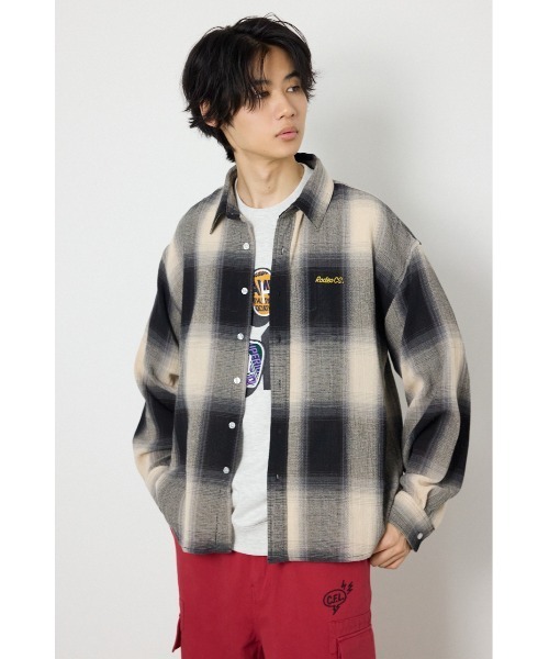 RODEO CROWNS WIDE BOWL(ロデオクラウンズワイドボウル)の「スカシオンブレーチェックシャツ(シャツ/ブラウス・メンズ・ブラック/ブルー/イエロー・MEDIUM/LARGE)」の4枚目の写真