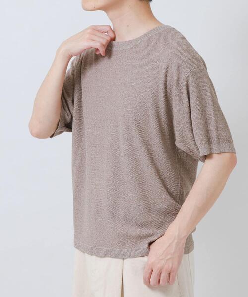 ITEMS URBANRESEARCH（アイテムズ アーバンリサーチ）の「『接触冷感/洗濯可/毛玉防止』高機能ドライタッチメランジニットTシャツ（ニット/セーター・メンズ・ベージュ/チャコールグレー/カーキ・LARGE/MEDIUM）」の3枚目の写真