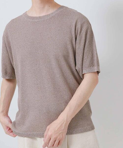 ITEMS URBANRESEARCH（アイテムズ アーバンリサーチ）の「『接触冷感/洗濯可/毛玉防止』高機能ドライタッチメランジニットTシャツ（ニット/セーター・メンズ・ベージュ/チャコールグレー/カーキ・LARGE/MEDIUM）」の18枚目の写真