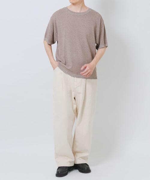 ITEMS URBANRESEARCH（アイテムズ アーバンリサーチ）の「『接触冷感/洗濯可/毛玉防止』高機能ドライタッチメランジニットTシャツ（ニット/セーター・メンズ・ベージュ/チャコールグレー/カーキ・LARGE/MEDIUM）」の9枚目の写真