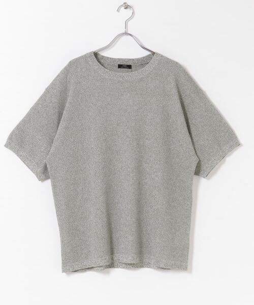 ITEMS URBANRESEARCH（アイテムズ アーバンリサーチ）の「『接触冷感/洗濯可/毛玉防止』高機能ドライタッチメランジニットTシャツ（ニット/セーター・メンズ・ベージュ/チャコールグレー/カーキ・LARGE/MEDIUM）」の6枚目の写真