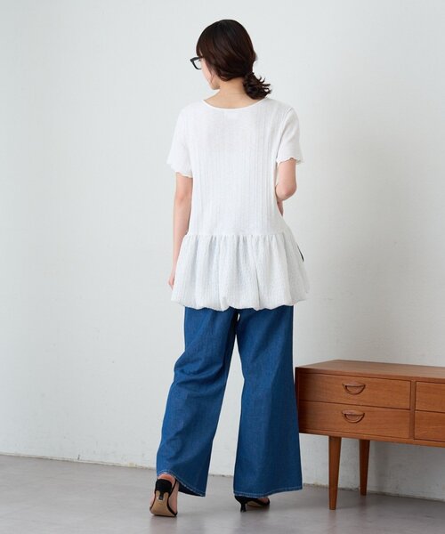 CIAOPANIC TYPY(チャオパニックティピー)の「裾バルーンランダムリブ半袖トップス(Tシャツ/カットソー・レディース・ホワイト/オフホワイト/ブラック・ONE SIZE)」の18枚目の写真