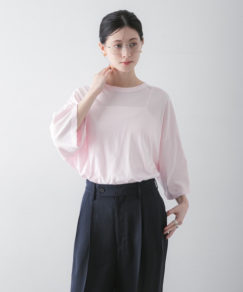 ATON（エイトン）の「『別注』ATON×URBAN RESEARCH　WIDE SLEEVE T-SHIRTS（Tシャツ/カットソー・レディース・ホワイト/ピンク・FREE）」の5枚目の写真