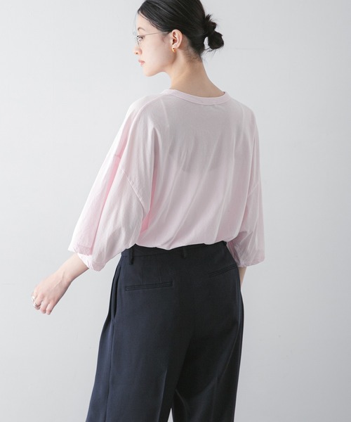 ATON（エイトン）の「『別注』ATON×URBAN RESEARCH　WIDE SLEEVE T-SHIRTS（Tシャツ/カットソー・レディース・ホワイト/ピンク・FREE）」の6枚目の写真