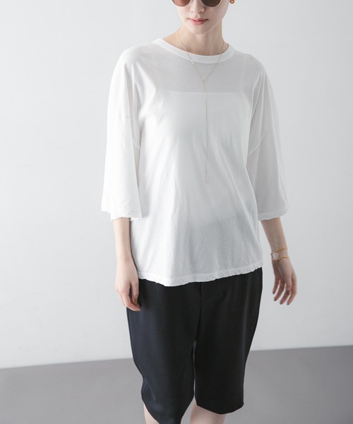 ATON（エイトン）の「『別注』ATON×URBAN RESEARCH　WIDE SLEEVE T-SHIRTS（Tシャツ/カットソー・レディース・ホワイト/ピンク・FREE）」の10枚目の写真