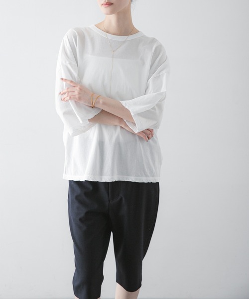 ATON（エイトン）の「『別注』ATON×URBAN RESEARCH　WIDE SLEEVE T-SHIRTS（Tシャツ/カットソー・レディース・ホワイト/ピンク・FREE）」の11枚目の写真