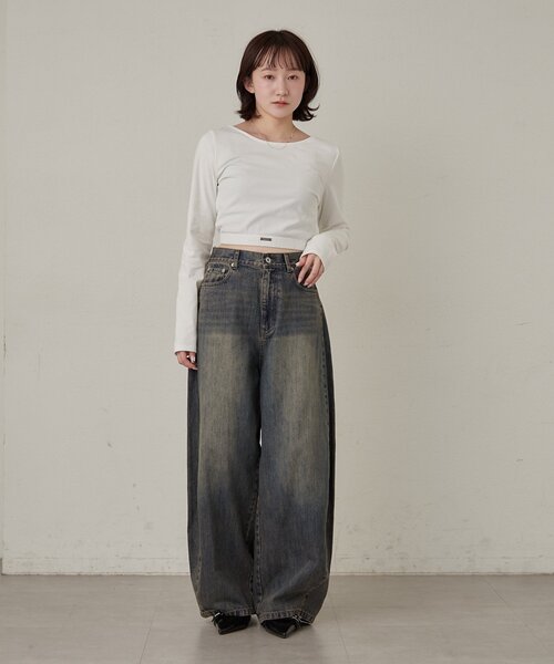 mline（エムライン）の「[mline]カーブワイドデニム（デニムパンツ・レディース・ブルー/ブラック・2/1）」の21枚目の写真