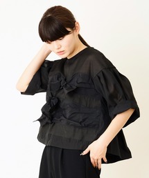 AVIE（アビィ）の「リボンデザインシアーAラインブラウス【結婚式・入卒式】【オケージョン・セレモニー/デイリーにも】（シャツ/ブラウス）」