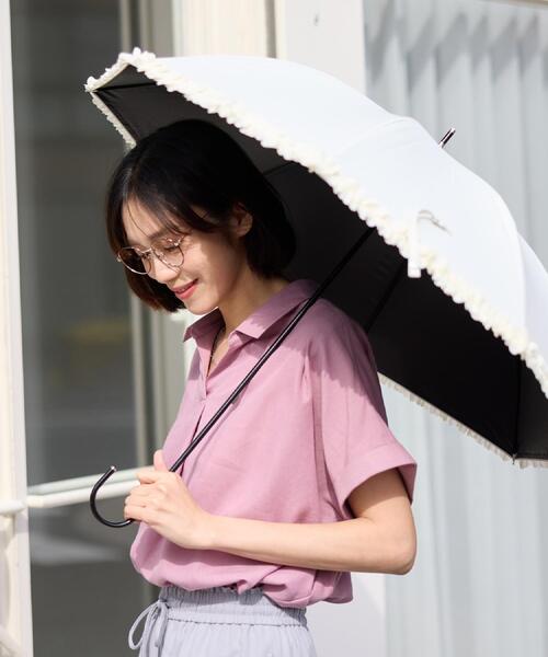 SHOO・LA・RUE(シューラルー)の「【晴雨兼用】ヒートカットフリル長傘【because】(長傘・レディース・ブラック/アイボリー/ライトパープル/グレー・00)」の5枚目の写真