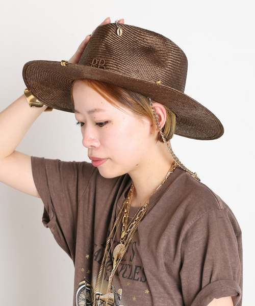 AP STUDIO（エーピーストゥディオ）の「【Ruslan Baginskiy/ラスラン・バジンスキー】Chain Strap Fedora Hat（ハット・レディース・ブラウン・FREE）」の3枚目の写真