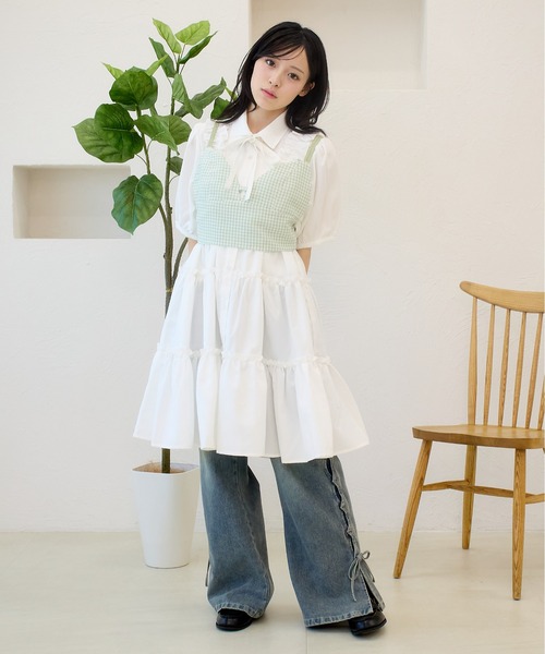 kutir(クティール)の「【紐付き】アソートフリルティアードシャツワンピース / チュニック(ワンピース・レディース・オフホワイト/ブラック系その他/ブラック/ライトブルー/ブラウン/ライトグリーン/ボルドー/ネイビー・FREE)」の13枚目の写真