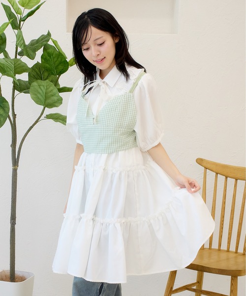 kutir(クティール)の「【紐付き】アソートフリルティアードシャツワンピース / チュニック(ワンピース・レディース・オフホワイト/ブラック系その他/ブラック/ライトブルー/ブラウン/ライトグリーン/ボルドー/ネイビー・FREE)」の10枚目の写真