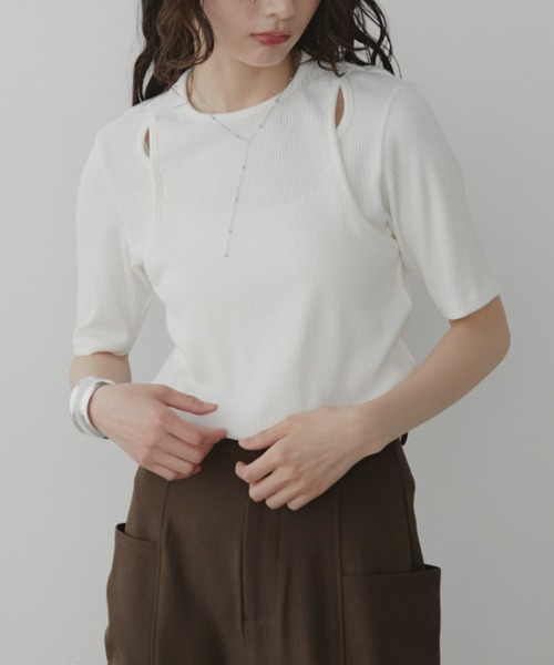 Aunt Marie's(アントマリーズ)の「カットアウトTシャツ(Tシャツ/カットソー・レディース・ホワイト/ブラック/ブルー・FREE)」の5枚目の写真