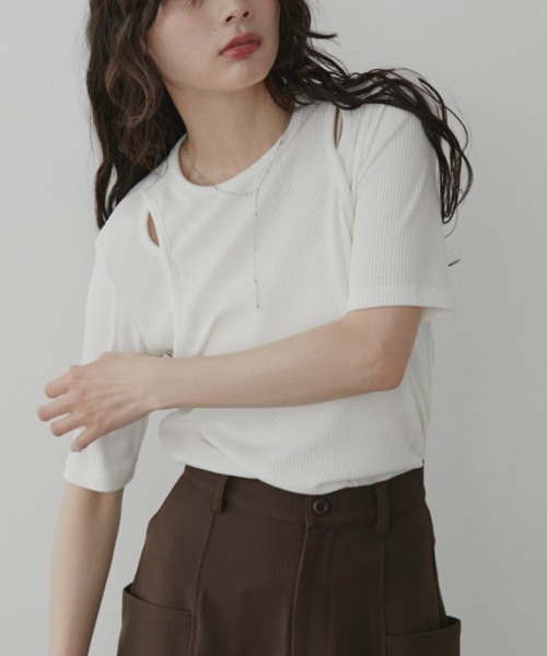 Aunt Marie's(アントマリーズ)の「カットアウトTシャツ(Tシャツ/カットソー・レディース・ホワイト/ブラック/ブルー・FREE)」の6枚目の写真
