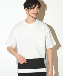 Nowadays by MEN'S BIGI（ナウアデイズバイメンズビギ）の「ポリエステルポンチ×梨地クルーネックTシャツ（Tシャツ/カットソー）」