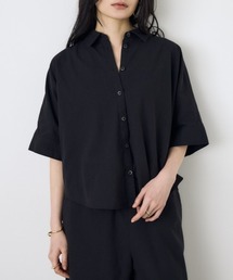 【セットアップ対応】フレンチリネンCOOLMAXショートドルマンシャツ　春服　夏服　五分丈　半端丈　冷房対策　羽織