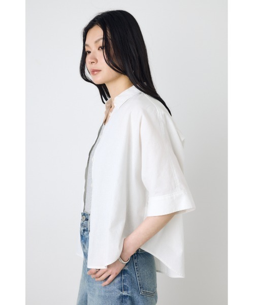 AZUL by moussy(アズールバイマウジー)の「【セットアップ対応】フレンチリネンCOOLMAXショートドルマンシャツ 春服 夏服 五分丈 半端丈 冷房対策 羽織(シャツ/ブラウス・レディース・ストライプ/ブラック/オフホワイト・FREE)」の18枚目の写真